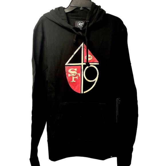 NFL San Francisco 49ers Hoodie L Embroidered Black Retro Large NewLAST ONE!!!